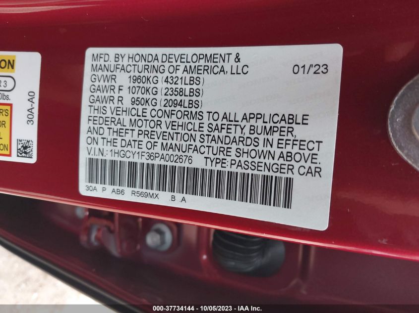 2023 HONDA ACCORD EX - 1HGCY1F36PA002676