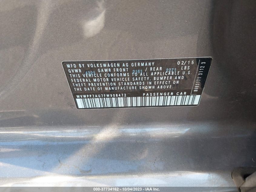 2015 VOLKSWAGEN E-GOLF SEL PREMIUM - WVWPP7AU7FW908472