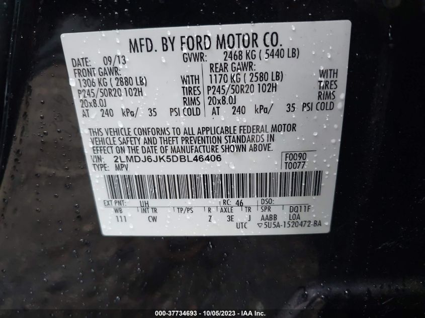 2013 LINCOLN MKX - 2LMDJ6JK5DBL46406