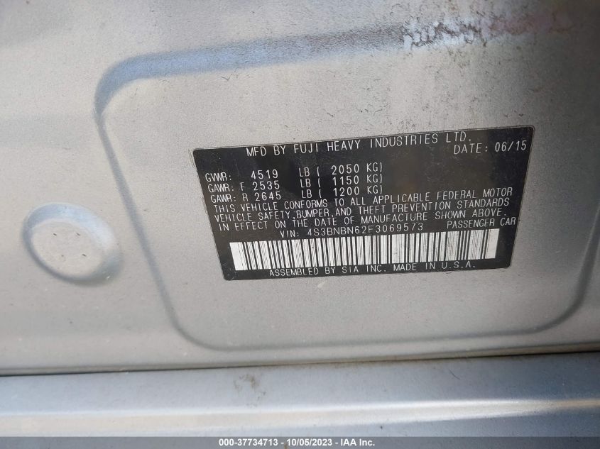 2015 SUBARU LEGACY 2.5I LIMITED - 4S3BNBN62F3069573