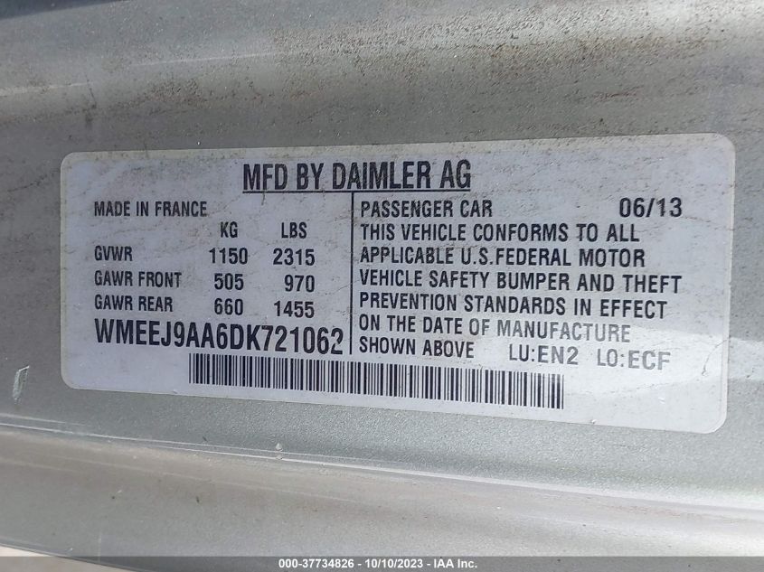 2013 SMART FORTWO ELECTRIC DRIVE - WMEEJ9AA6DK721062