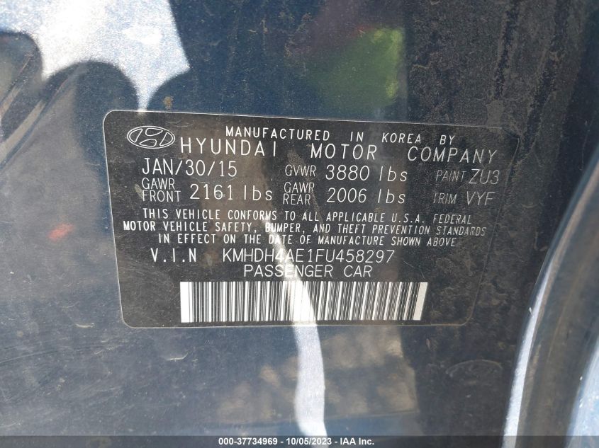 2015 HYUNDAI ELANTRA SE - KMHDH4AE1FU458297
