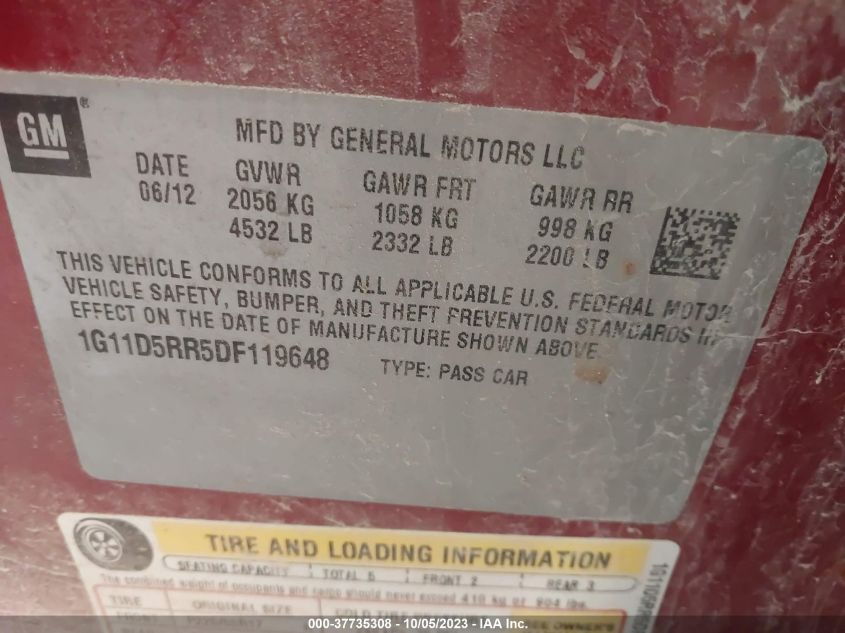 2013 CHEVROLET MALIBU 1LT - 1G11D5RR5DF119648