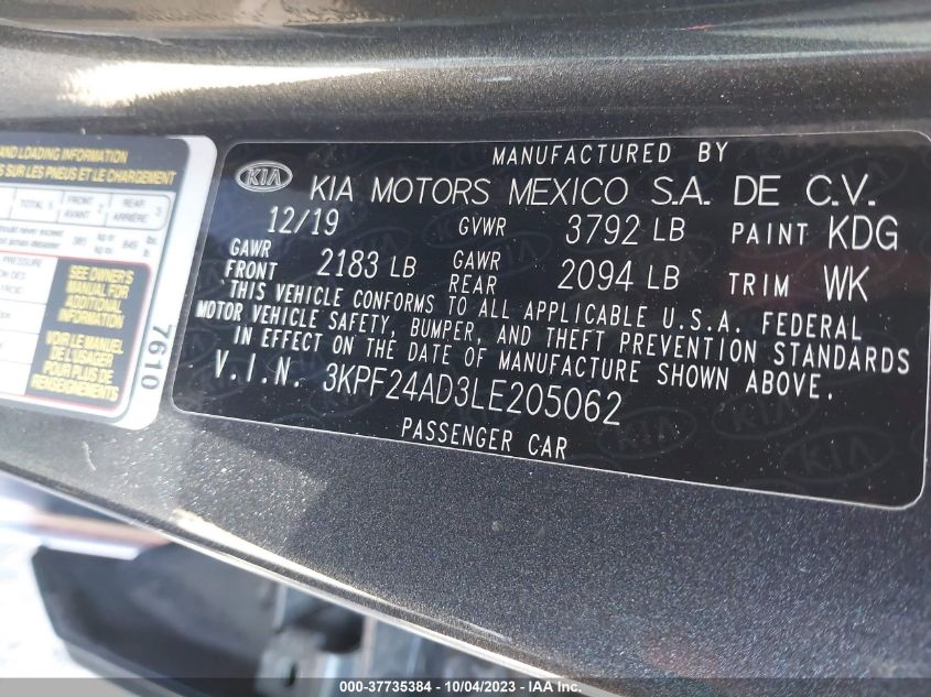2020 KIA FORTE FE/LXS - 3KPF24AD3LE205062