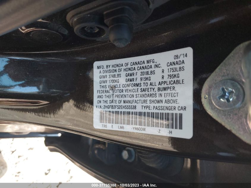 2014 HONDA CIVIC SEDAN LX - 2HGFB2F52EH555538