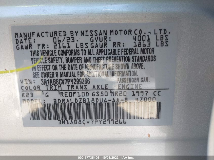 2023 NISSAN SENTRA SV - 3N1AB8CV7PY299266