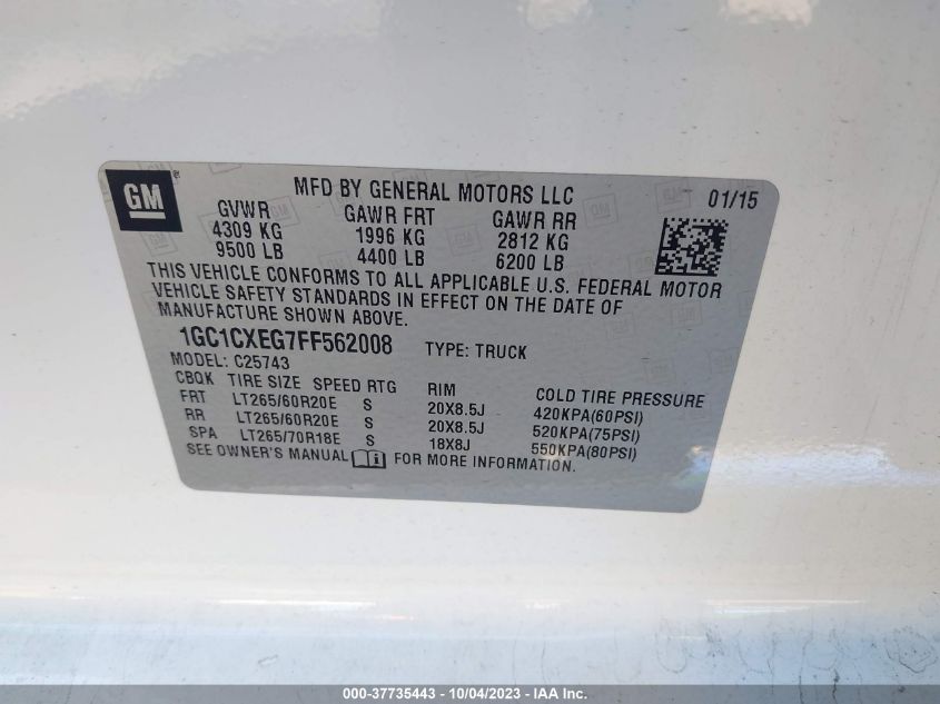2015 CHEVROLET SILVERADO 2500HD BUILT HIGH COUNTRY - 1GC1CXEG7FF562008