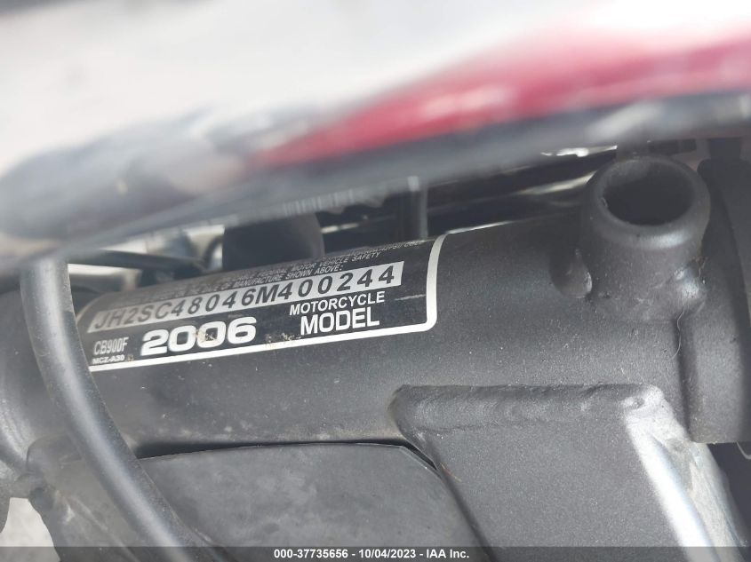 2006 HONDA CB900 F JH2SC48046M400244