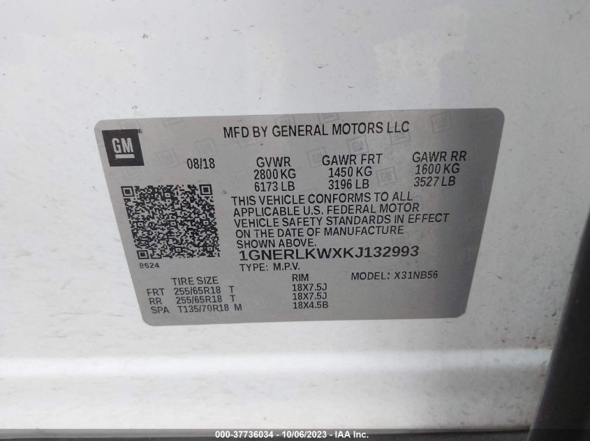 2019 CHEVROLET TRAVERSE LS - 1GNERLKWXKJ132993