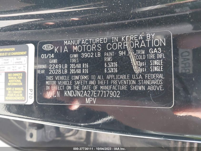 2014 KIA SOUL BASE - KNDJN2A27E7717902