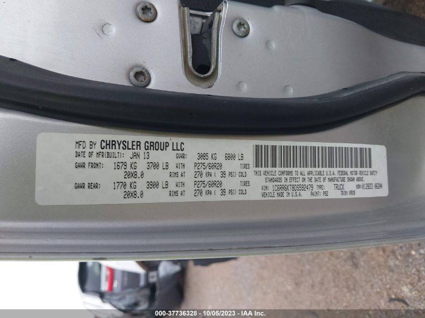 2013 DODGE RAM 1C6RR6KT805592479