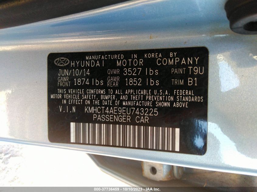 2014 HYUNDAI ACCENT GLS - KMHCT4AE9EU743225