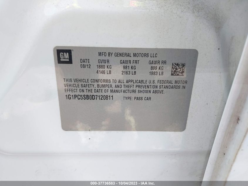 2013 CHEVROLET CRUZE LT - 1G1PC5SBOD7120811