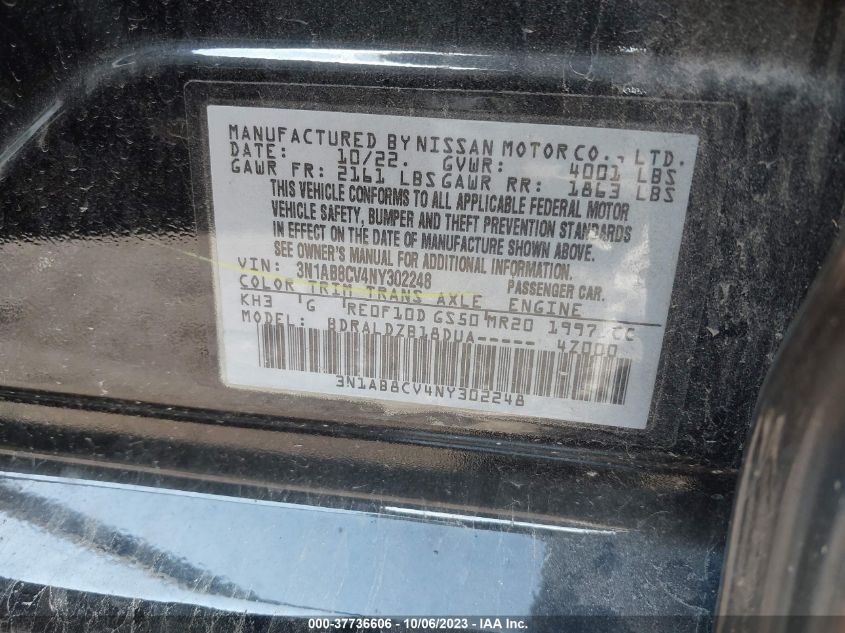 2022 NISSAN SENTRA SV - 3N1AB8CV4NY302248