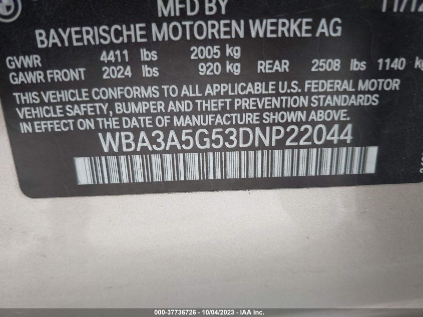 2013 BMW 328I WBA3A5G53DNP22044