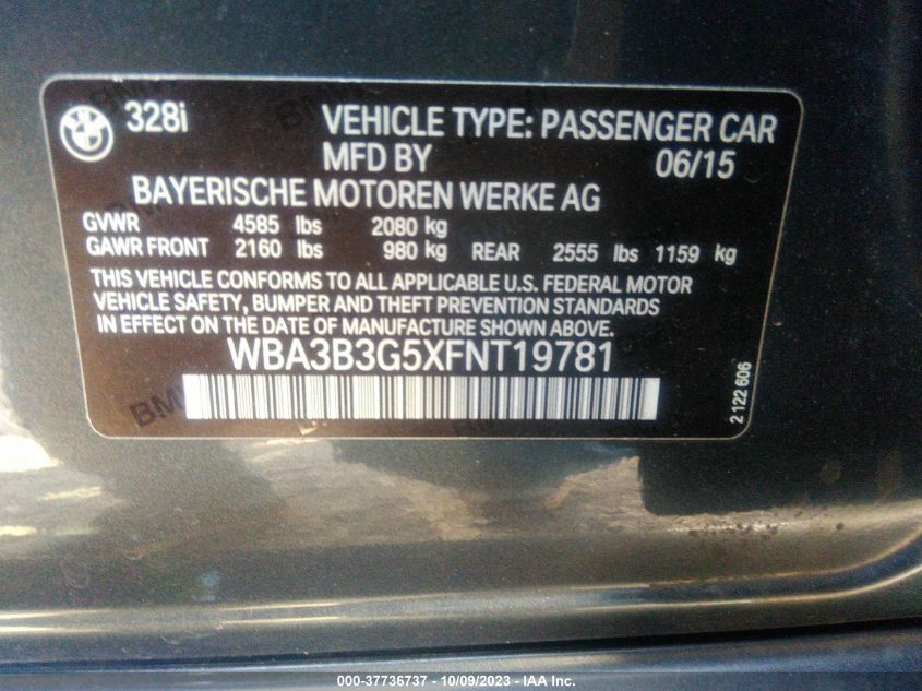 2015 BMW 328I XDRIVE - WBA3B3G5XFNT19781