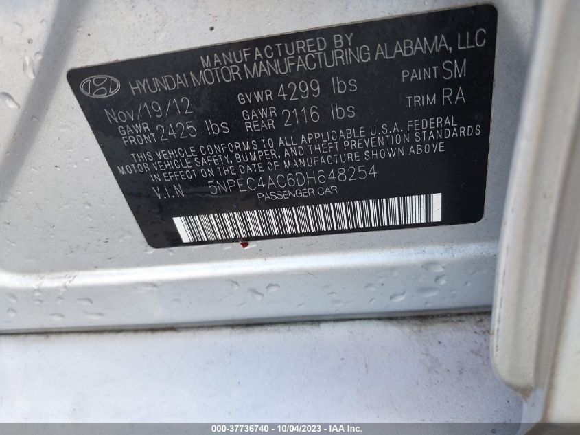 2013 HYUNDAI SONATA SE - 5NPEC4AC6DH648254