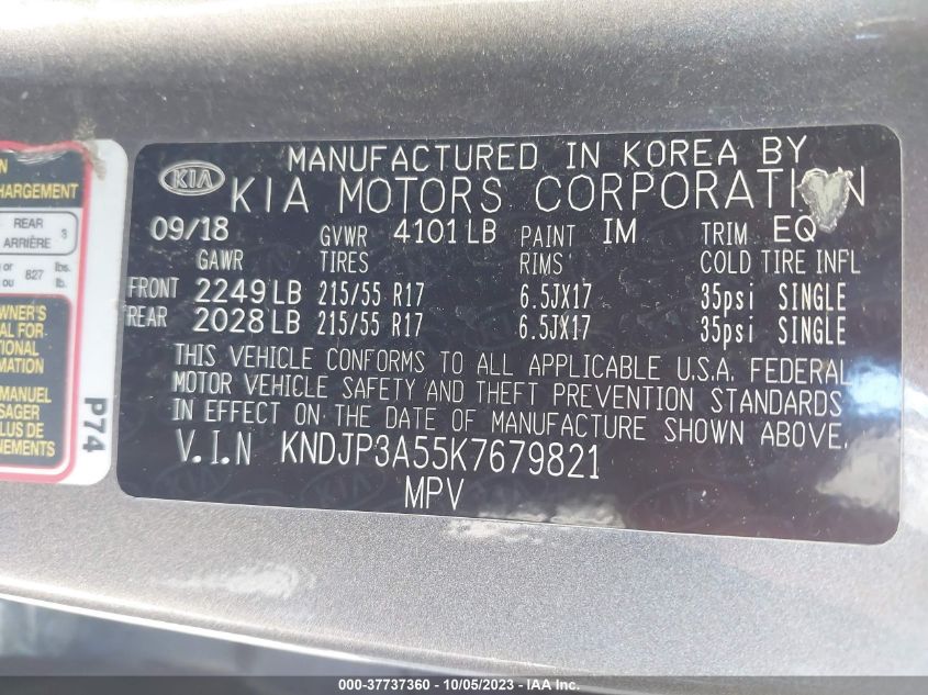 2019 KIA SOUL + - KNDJP3A55K7679821