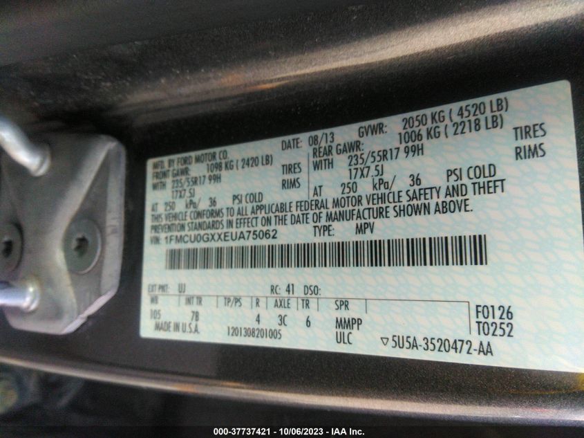 2014 FORD ESCAPE SE - 1FMCU0GXXEUA75062