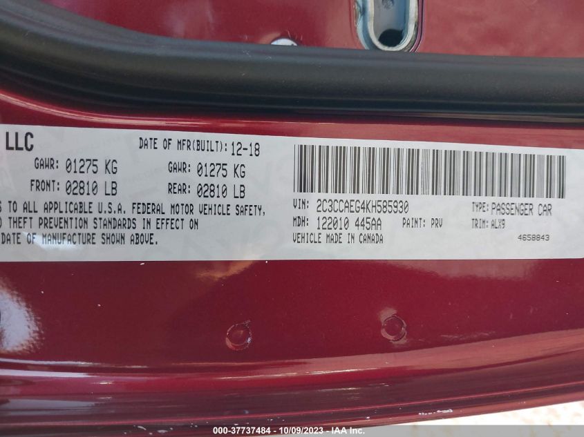 2019 CHRYSLER 300 LIMITED - 2C3CCAEG4KH585930