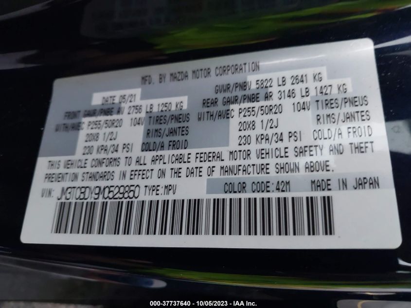 2021 MAZDA CX-9 GRAND TOURING - JM3TCBDY9M0529850