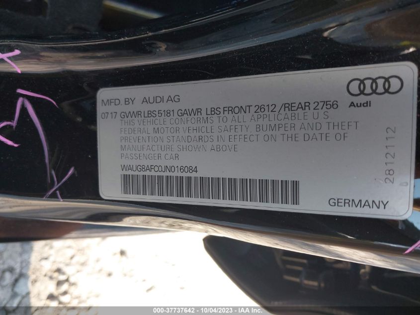 2018 AUDI A6 PREMIUM PLUS - WAUG8AFC0JN016084