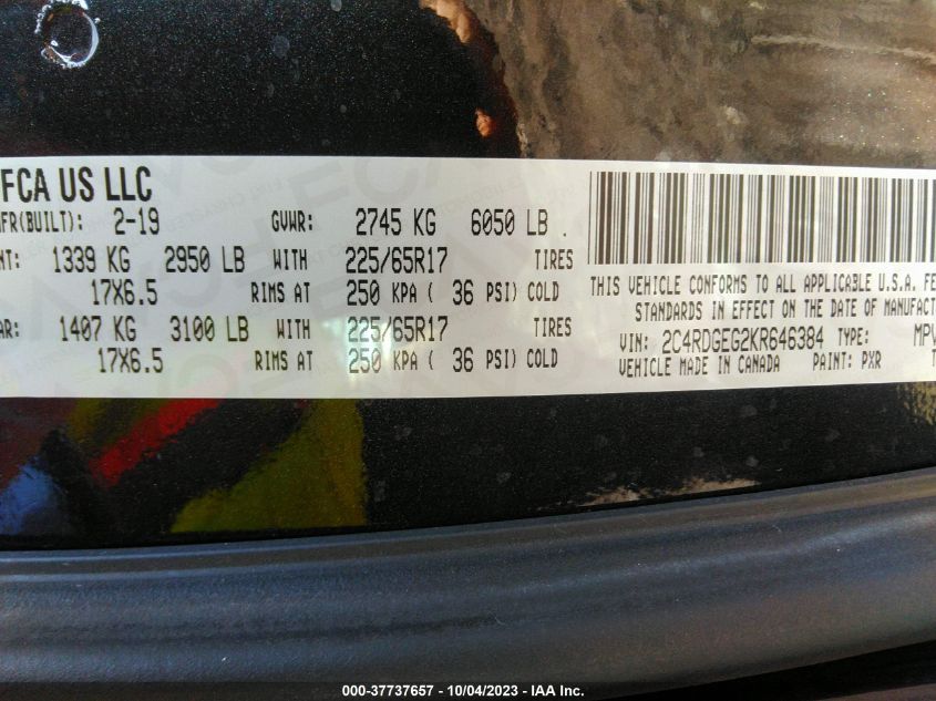 2C4RDGEG2KR646384 Dodge Grand Caravan GT 9