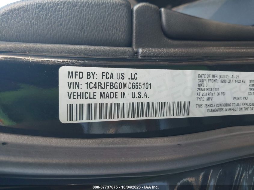 2021 JEEP GRAND CHEROKEE LIMITED - 1C4RJFBG0MC665101