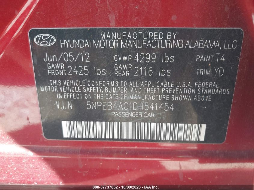 2013 HYUNDAI SONATA GLS - 5NPED4AC1DH541454