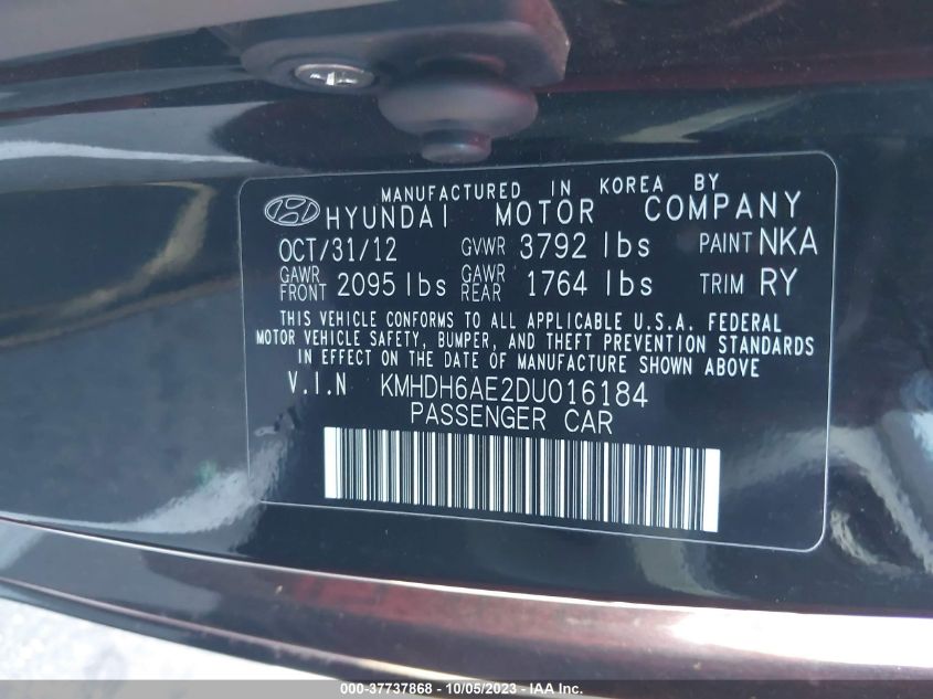 2013 HYUNDAI ELANTRA COUPE GS PZEV KMHDH6AE2DU016184