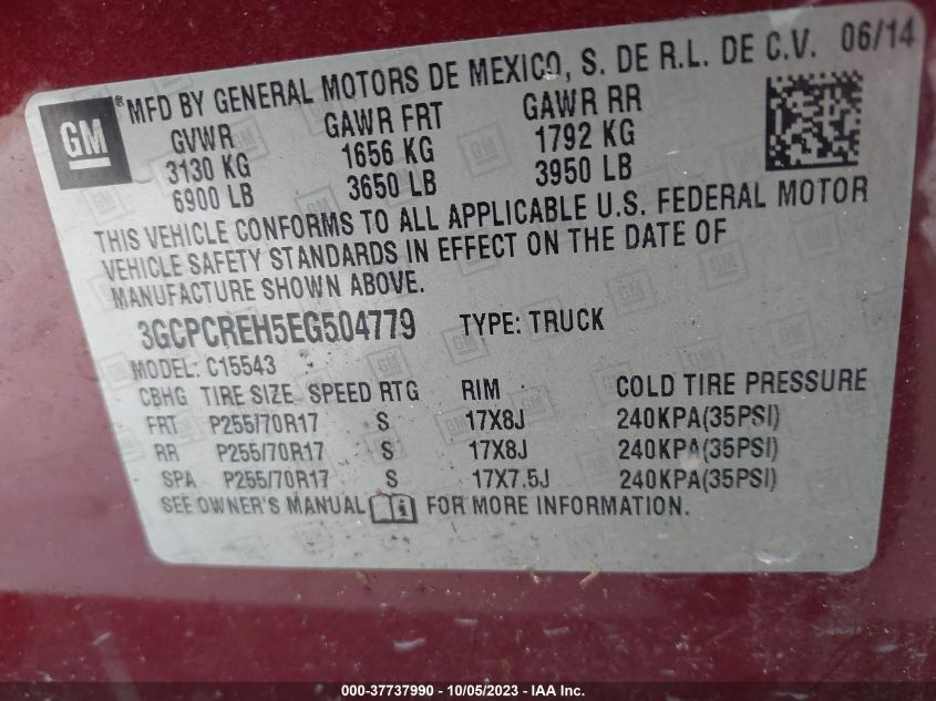 2014 CHEVROLET SILVERADO 1500 LT - 3GCPCREH5EG504779