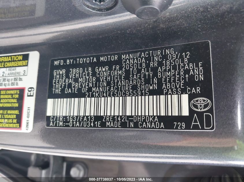 2013 TOYOTA MATRIX L - 2T1KU4EE5DC955915
