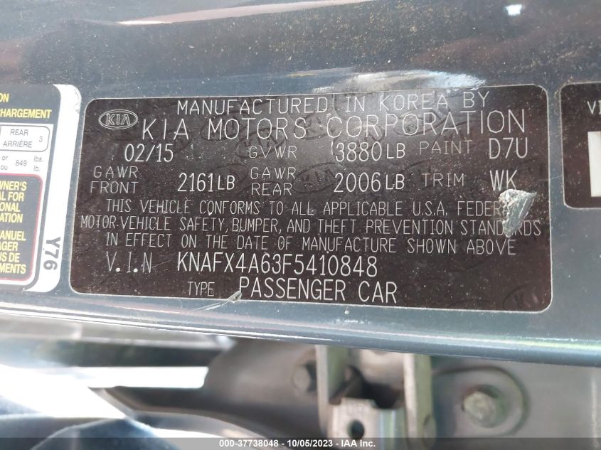 2015 KIA FORTE LX - KNAFX4A63F5410848