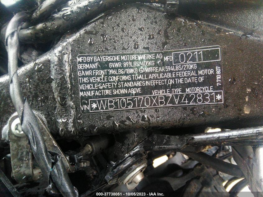 2011 BMW S 1000 RR - WB105170XBZV42831