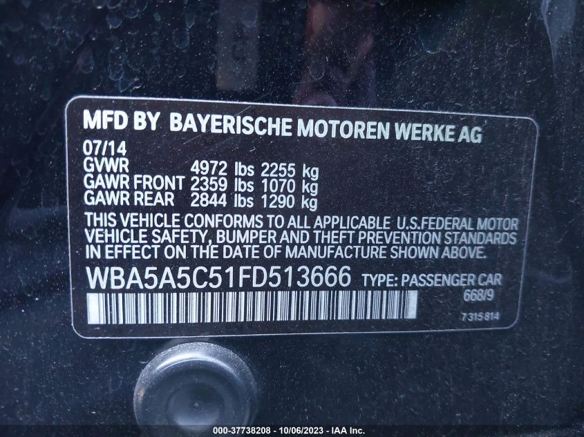 2015 BMW 528I WBA5A5C51FD513666