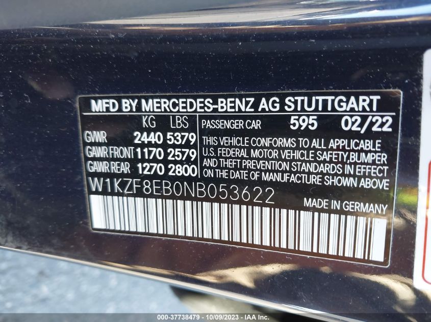 2022 MERCEDES-BENZ E 350 4MATIC - W1KZF8EB0NB053622