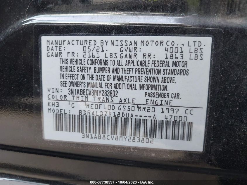 2021 NISSAN SENTRA SV - 3N1AB8CV8MY283802