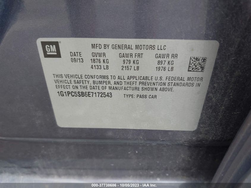 2014 CHEVROLET CRUZE 1LT - 1G1PC5SB6E7172543