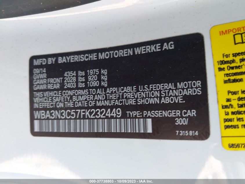 2015 BMW 4 SERIES 428I - WBA3N3C57FK232449