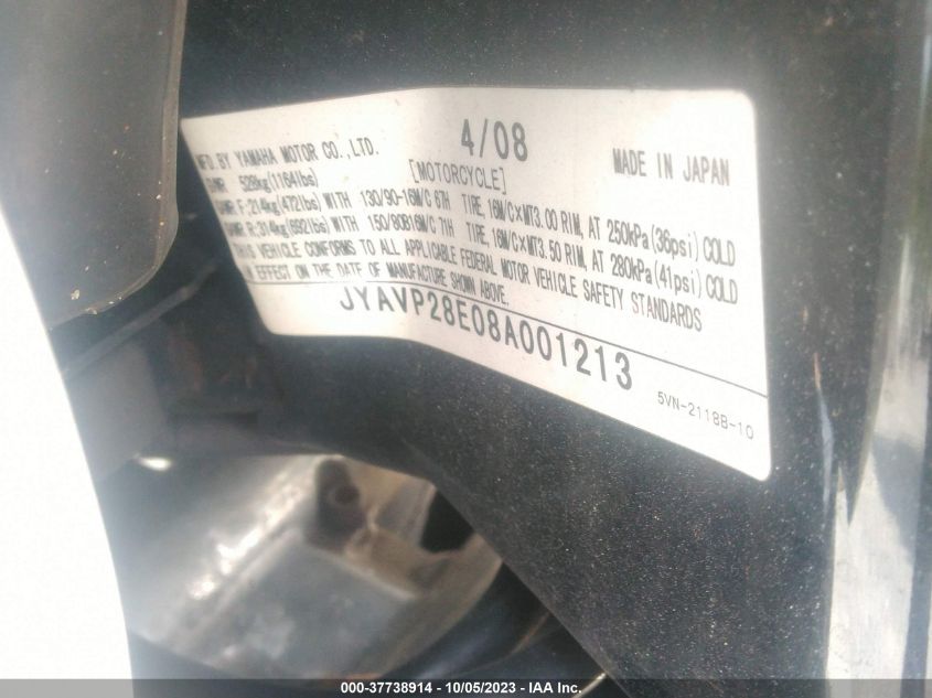 2008 YAMAHA XV1700 A/AS/AT JYAVP28E08A001213