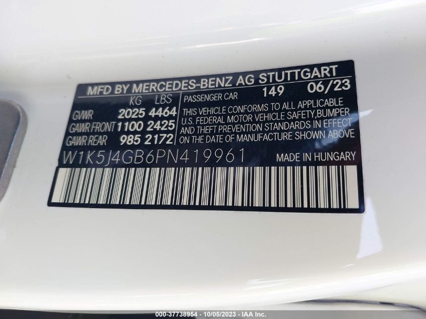 2023 MERCEDES-BENZ CLA 250 COUPE - W1K5J4GB6PN419961