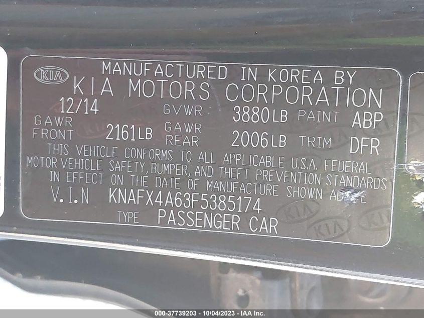 2015 KIA FORTE LX - KNAFX4A63F5385174