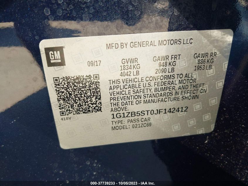 2018 CHEVROLET MALIBU LS - 1G1ZB5ST0JF142412