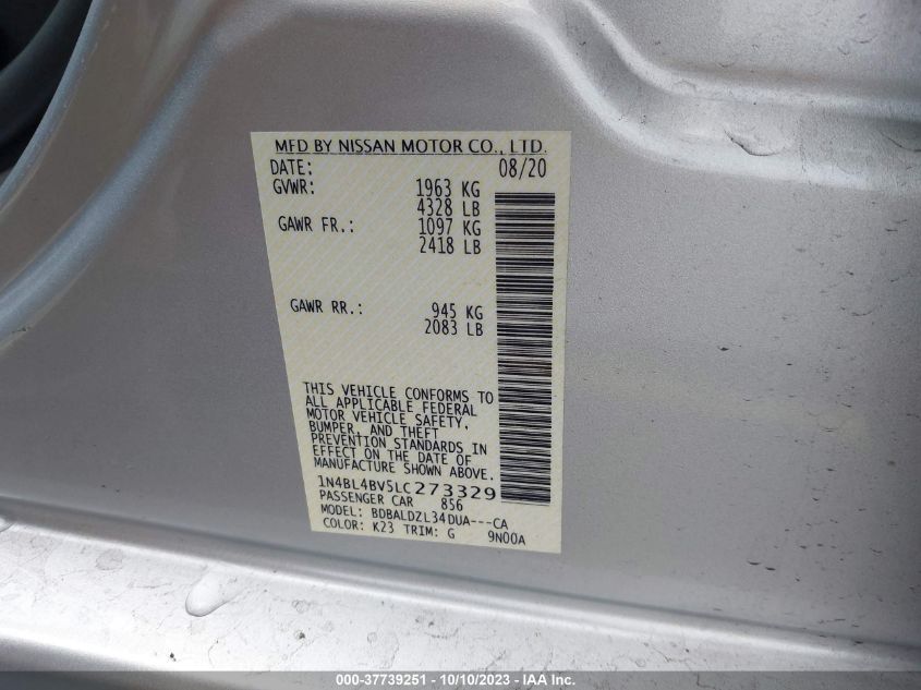 2020 NISSAN ALTIMA 2.5 S - 1N4BL4BV5LC273329