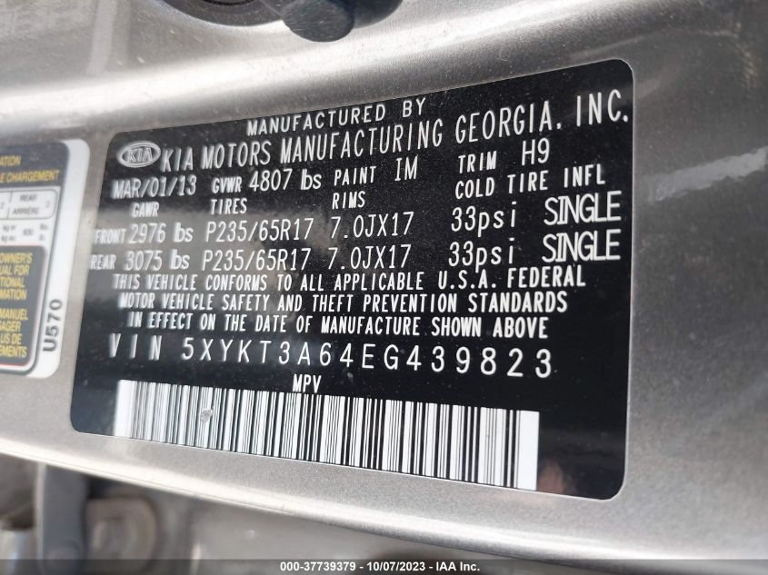 2014 KIA SORENTO LX - 5XYKT3A64EG439823
