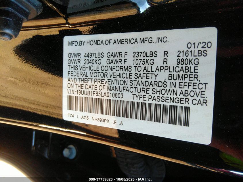 2020 ACURA TLX W/A-SPEC PKG - 19UUB1F65LA010603