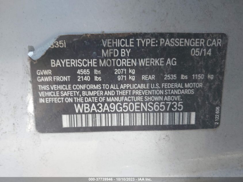 2014 BMW 335I WBA3A9G50ENS65735