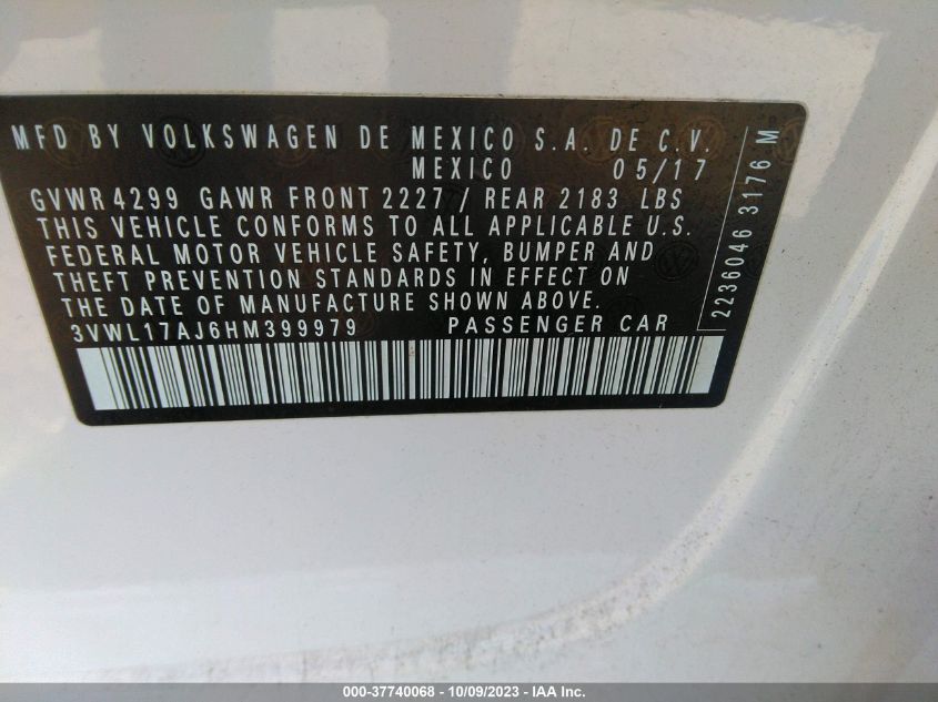 2017 VOLKSWAGEN JETTA 1.8T SEL - 3VWL17AJ6HM399979