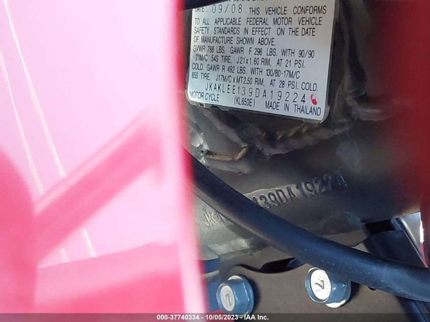 2009 KAWASAKI KL650 E JKAKLEE139DA19224