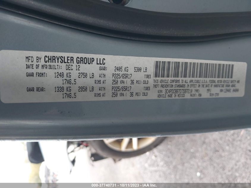 2013 DODGE JOURNEY SXT - 3C4PDCBB7DT597210